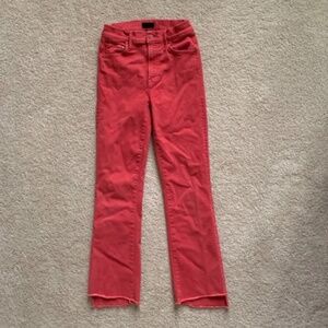 Mother The Insider Step Hem Crop Jeans Hot Rod Red 25